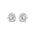14K White Gold 1/2 Cttw Round Diamond 6 Prong Crown Stud Earrings (I-J Color, I1-I2 Clarity)