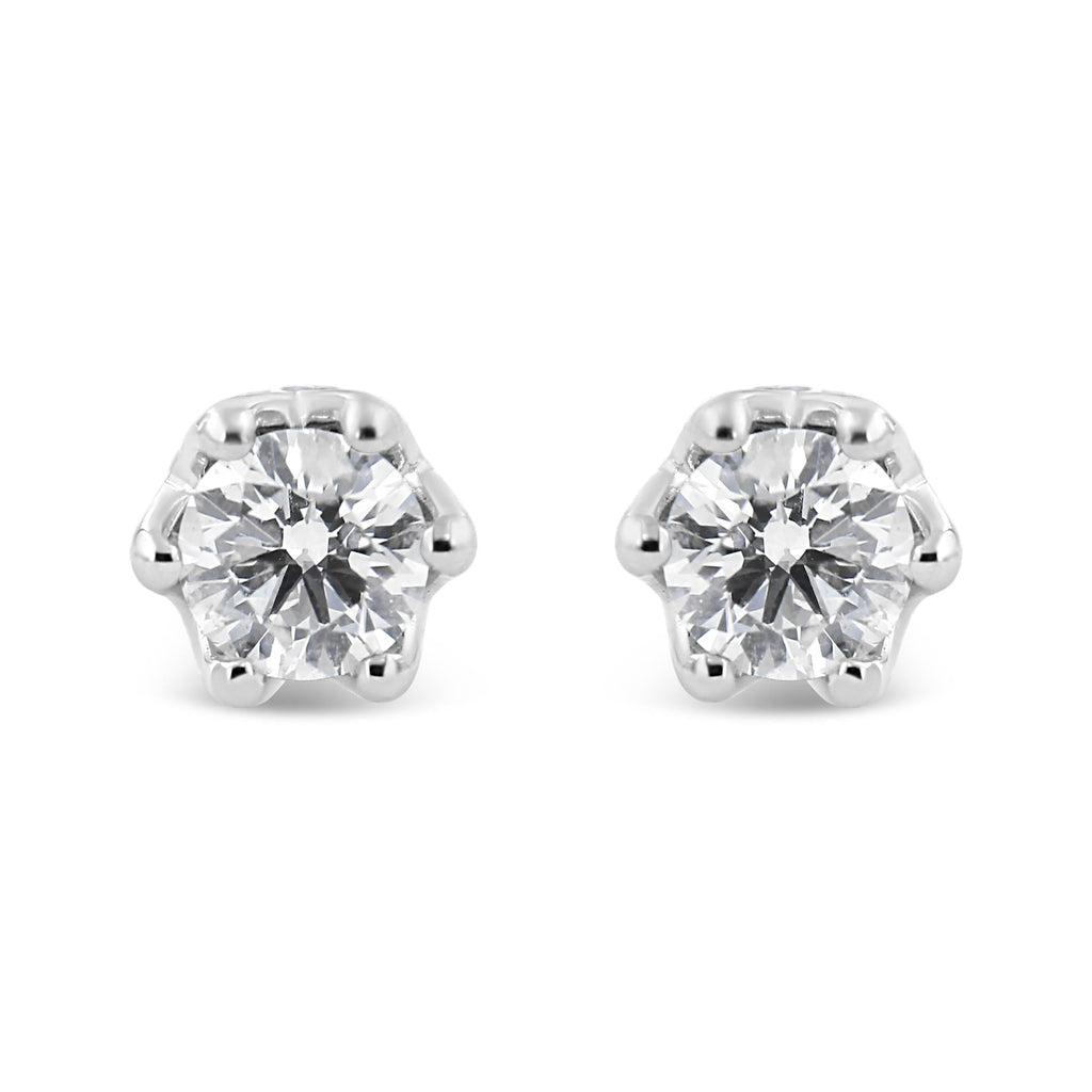 14K Gold 1/2 Cttw Round Diamond Crown Stud Earring (I-J Color, I1-I2 Clarity)