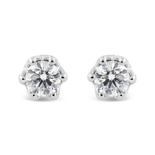 14K Gold 1/2 Cttw Round Diamond Crown Stud Earring (I-J Color, I1-I2 Clarity)