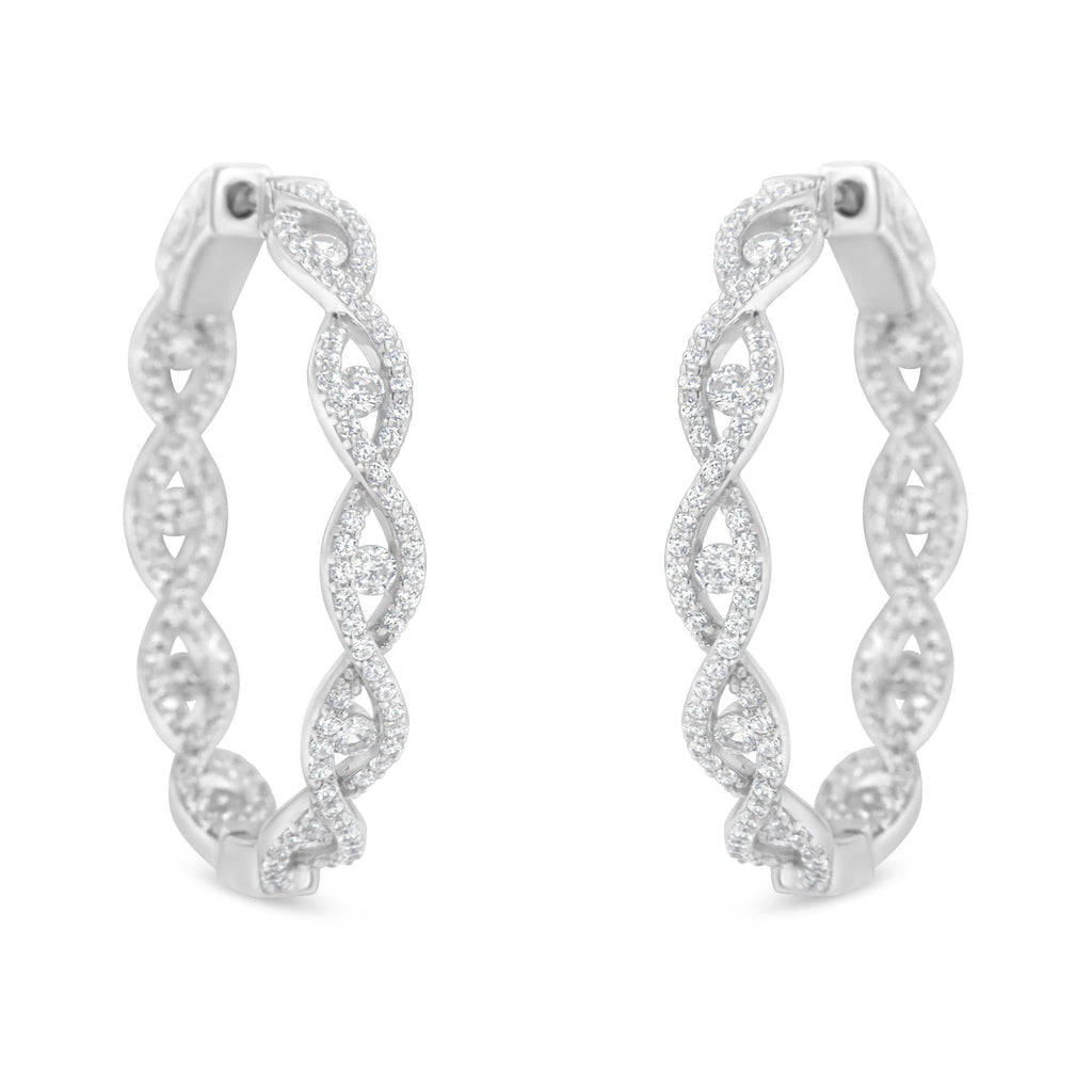 10K White Gold Diamond Hoop Earrings (1 1/2 cttw, H-I Color, I1-I2 Clarity)