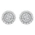 10KT White Gold 1/2 cttw Double Halo Brilliant Round-Cut Diamond Stud Earrings (I-J Clarity, I2-I3 Color)