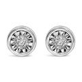 .925 Sterling Silver 1/5 Cttw Round Brilliant-Cut Near Colorless Diamond Miracle-Set Bezel Barrel Style Stud Earrings (I-J Color, I2-I3 Clarity)