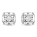 .925 Sterling Silver 1.0 Cttw Round Diamond Double Halo and Disc Stud Earring (I-J Color, I2-I3 Clarity)