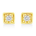 10K Yellow Gold Plated .925 Sterling Silver 1/10 Cttw Miracle-Set Diamond Stud Earrings - Choice of Shapes