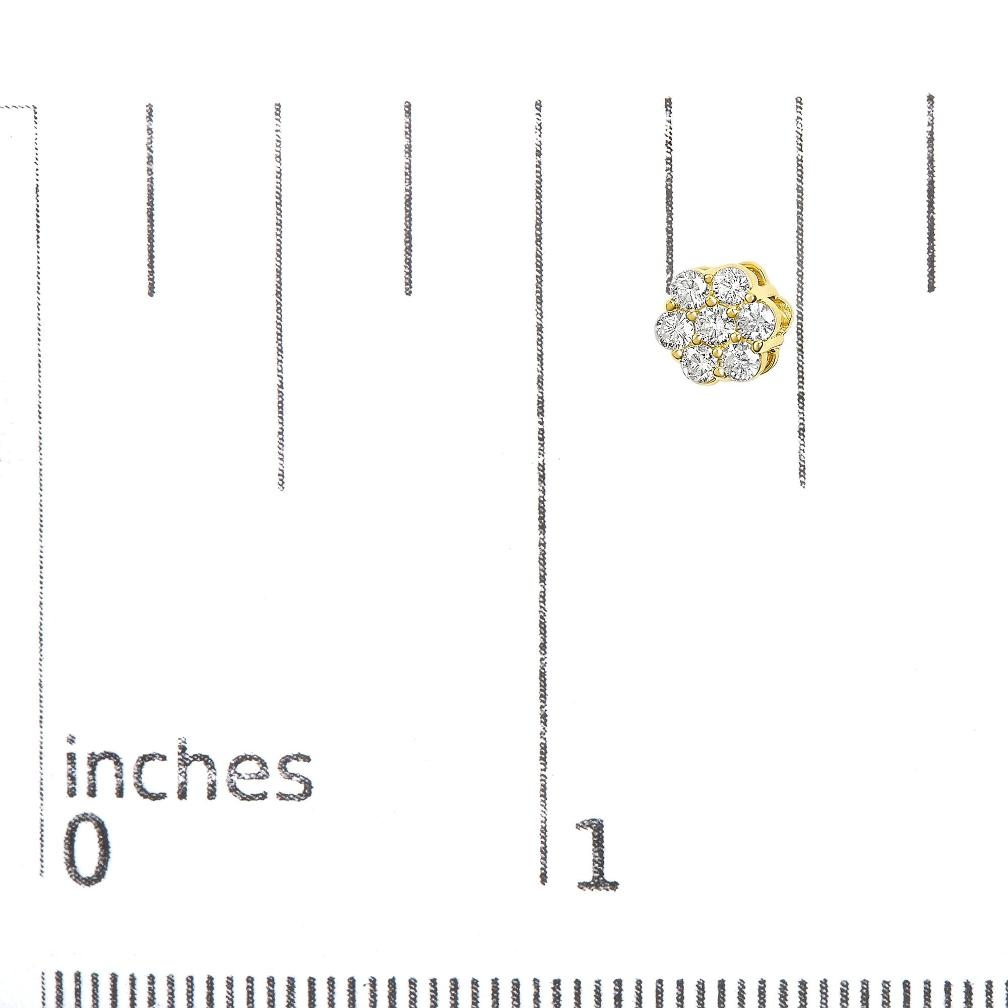 14K White Gold 7 Stone Floral Cluster Round Brilliant Cut Diamond Stud Earrings with Screw Backs(I-J, SI2-I1)