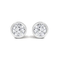 14K White Gold 1/2 Cttw Lab Grown Diamond Bezel Solitaire Stud Earrings
