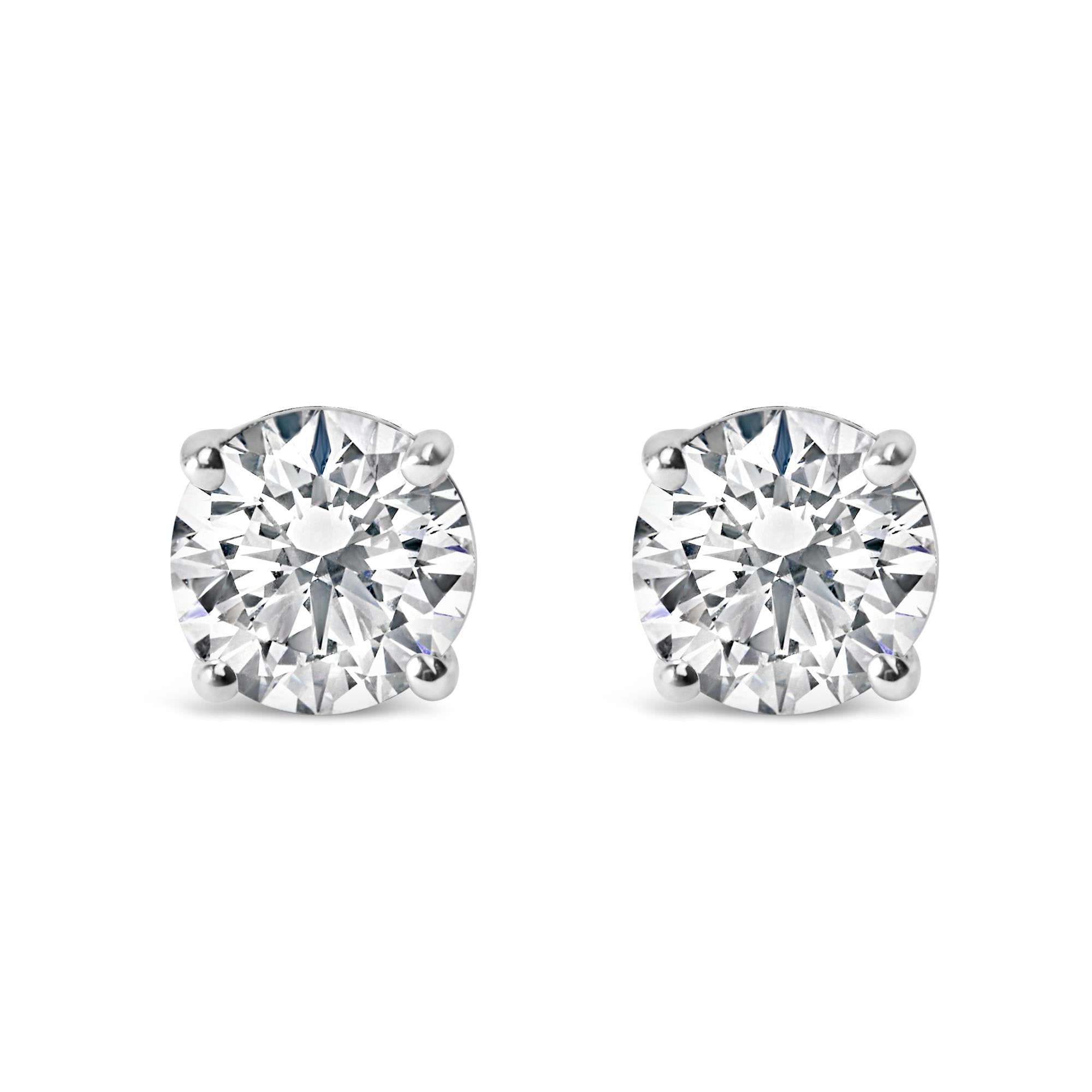 Platinum Round Lab Grown Diamond Solitaire Stud Earrings