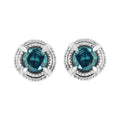 .925 Sterling Silver Treated Colored Diamond Modern 4-Prong Solitaire Milgrain Stud Earrings