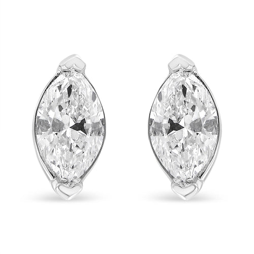 14K White Gold 4/5 Cttw Marquise Lab Grown Diamond Solitaire Stud Earrings