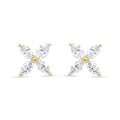 14K Gold Marquise Diamond 8 Stone Floral Leaf Stud Earrings (I-J Color, SI2-I1 Clarity)