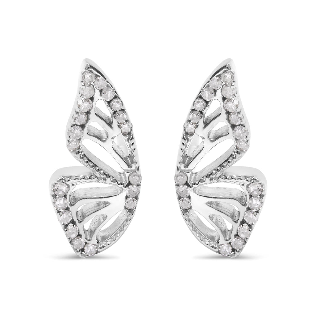 .925 Sterling Silver 1/6ct TDW Diamond Butterfly Earrings