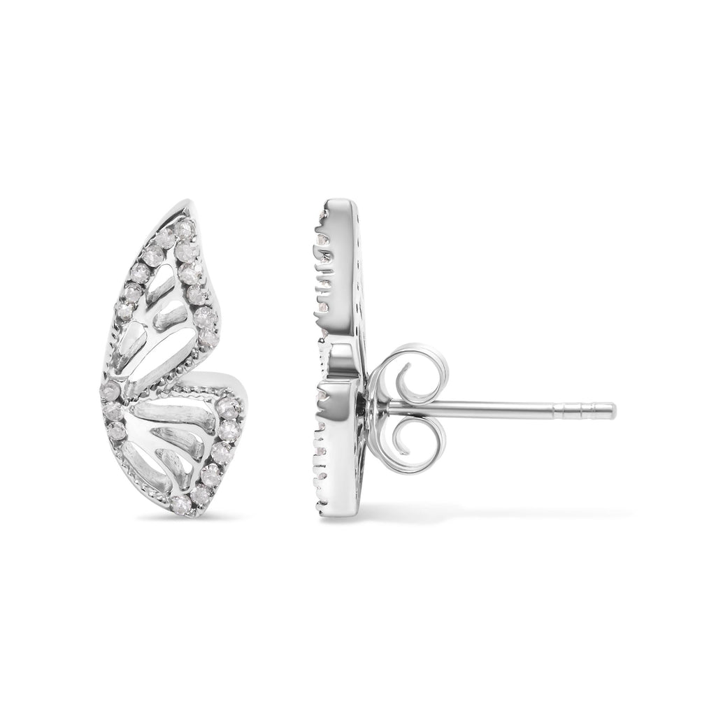 .925 Sterling Silver 1/6ct TDW Diamond Butterfly Earrings