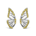 925 Sterling Silver 1/6ct TDW  Yellow Treated Diamond Butterfly Earrings