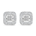 10K White Gold 1.00 Cttw Diamond Composite and Halo Stud Earrings (I-J Color, I1-I2 Clarity)