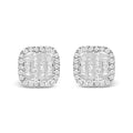 10K White Gold Invisible Set 1/2 Cttw Diamond Composite and Halo Stud Earrings (H-I Color, I1-I2 Clarity)