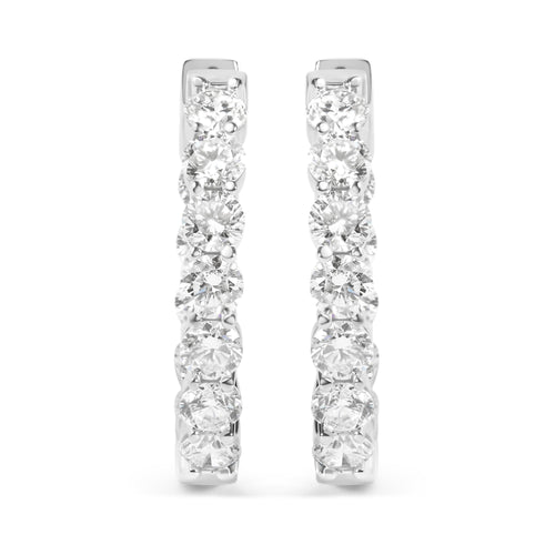 14K White Gold 5.00 Cttw Lab-Grown Diamond Inside Out Hoop Earrings