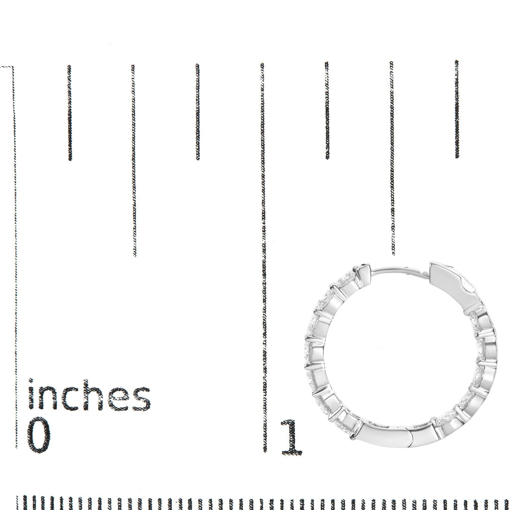 14K White Gold 5.00 Cttw Lab-Grown Diamond Inside Out Hoop Earrings