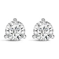 14K White Gold 3-Prong Martini Set Brilliant Round-Cut Solitaire Lab Grown Diamond Screwback Stud Earrings
