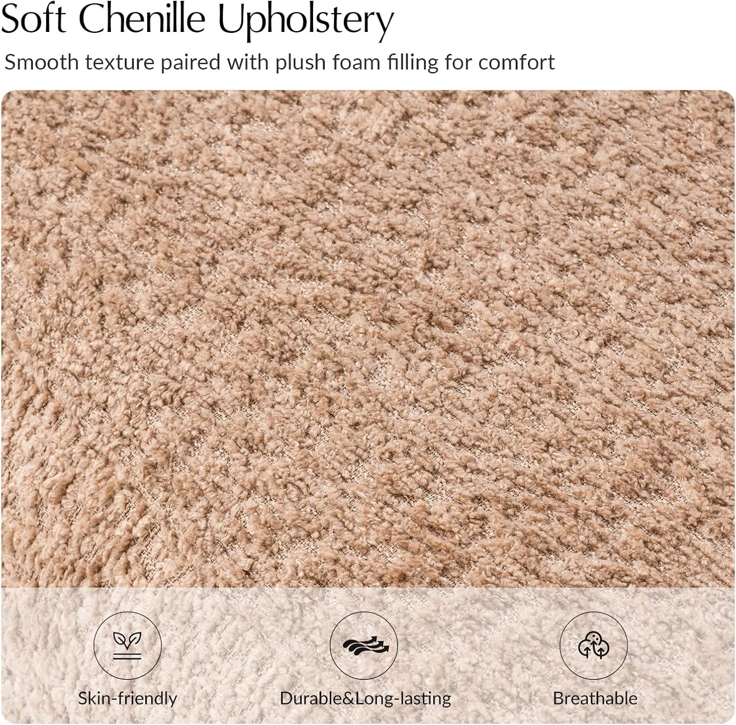 Forty Inch Super Soft Chenille Ottoman Coffee Table Sand