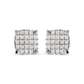 10K White Gold 3/4 Cttw Princess Diamond Composite Cushion Shape Stud Earrings (I-J Color, I1-I2 Clarity)