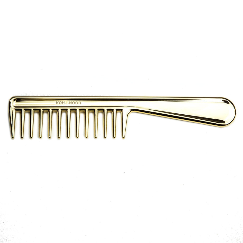 Metallic Wide Tooth Comb with Handle