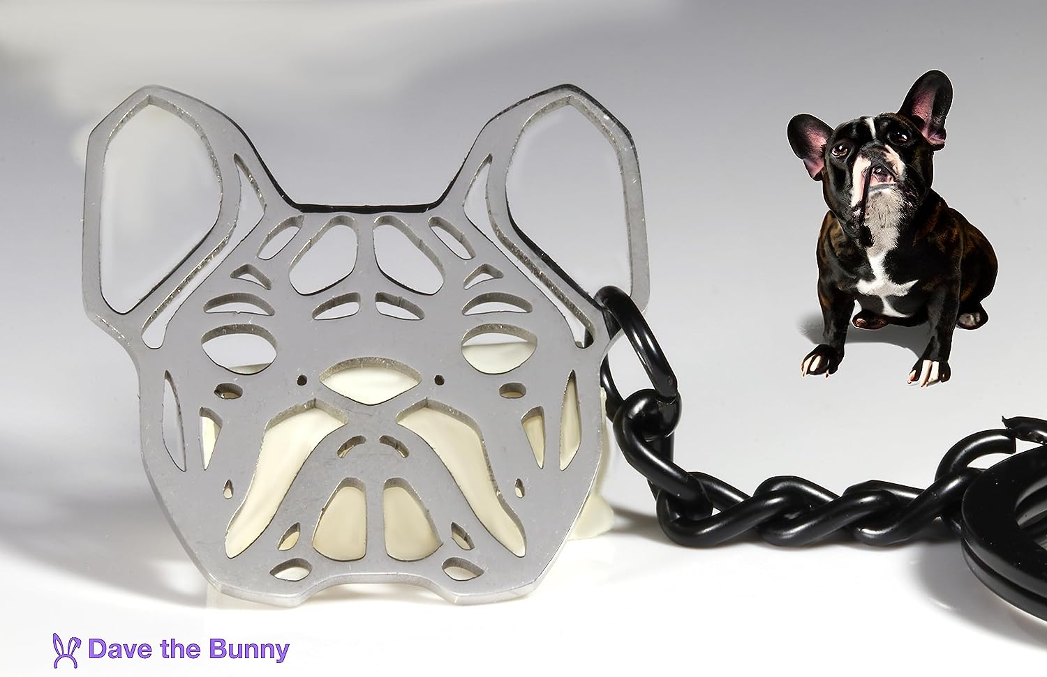 Dave The Bunny French Bulldog Keychain - Frenchie Gifts and French Bulldog Decor of Frenchie Dog