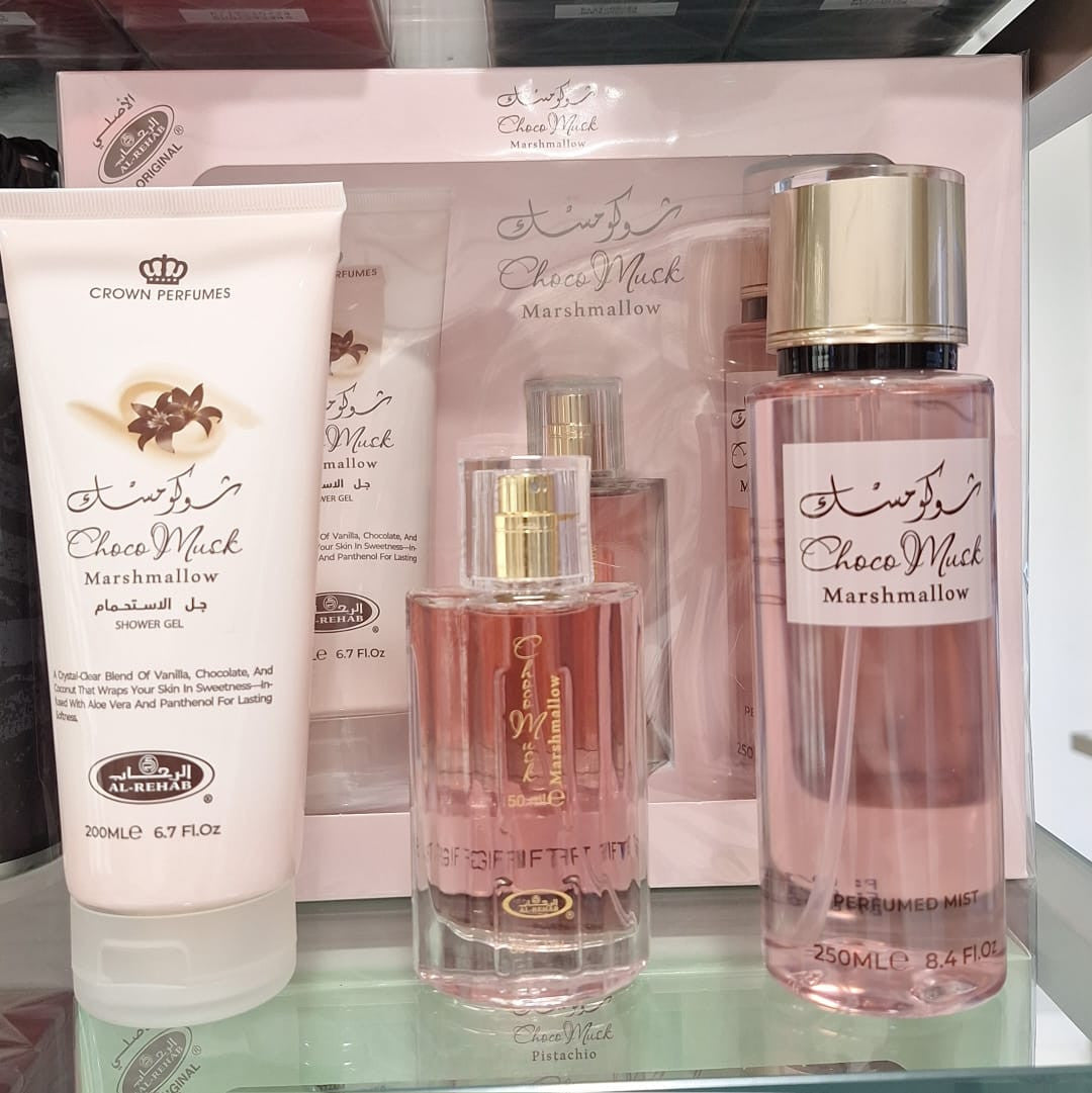AL REHAB CHOCO MUSK MARSHMALLOW GIFT SET 3PC (EDP 1.65/SG 6.7/BM 8.4) U