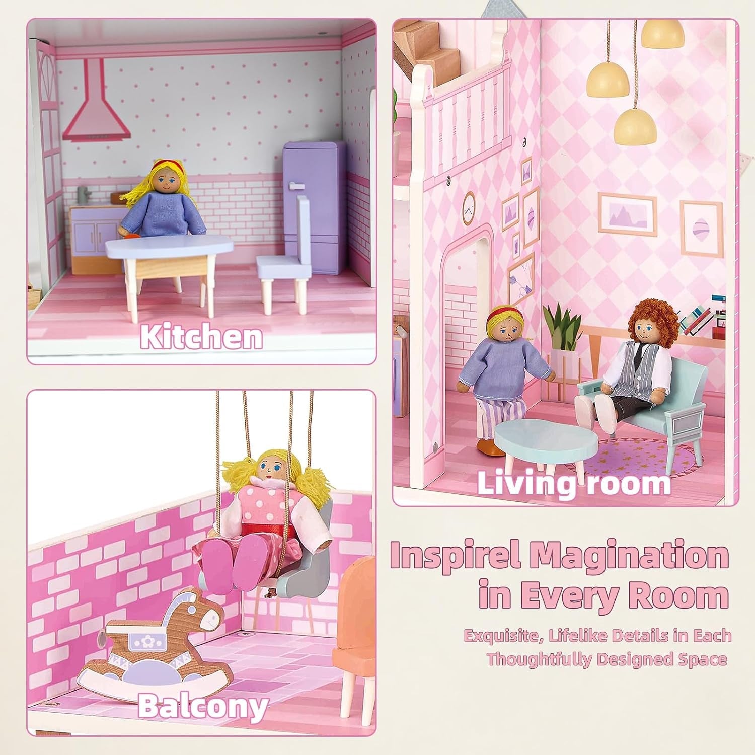 Wooden Dolls House Villa Style Premium Furnishings
