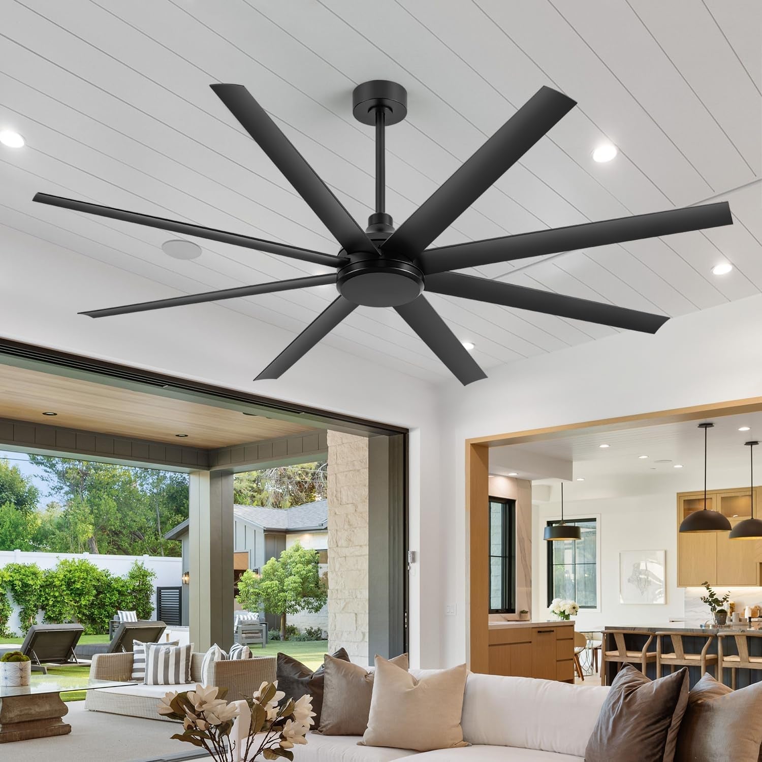 65 Inch Matte Black Ceiling Fan With Remote Quiet DC Motor-1