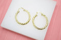 18K Gold Filled 4mm Thick Round Twisted Hoops Lever Back Earrings (J121-122)