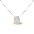 14K White and Yellow Gold 2.0 Cttw Princess Cut Diamond Two Tone Foldover Box Pendant 18” Box Chain Necklace (H-I Color, SI1-SI2 Clarity)
