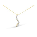 AGS Certified 14K Yellow Gold 3.0 Cttw Baguette and Brilliant Round-Cut Diamond Journey 18" Pendant Necklace (F-G Color, I1-I2 Clarity)