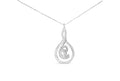 Espira 10K White Gold 1/8 cttw Round Cut Diamond Layered Spiral Pendant Necklace (I-J, I1-I2)