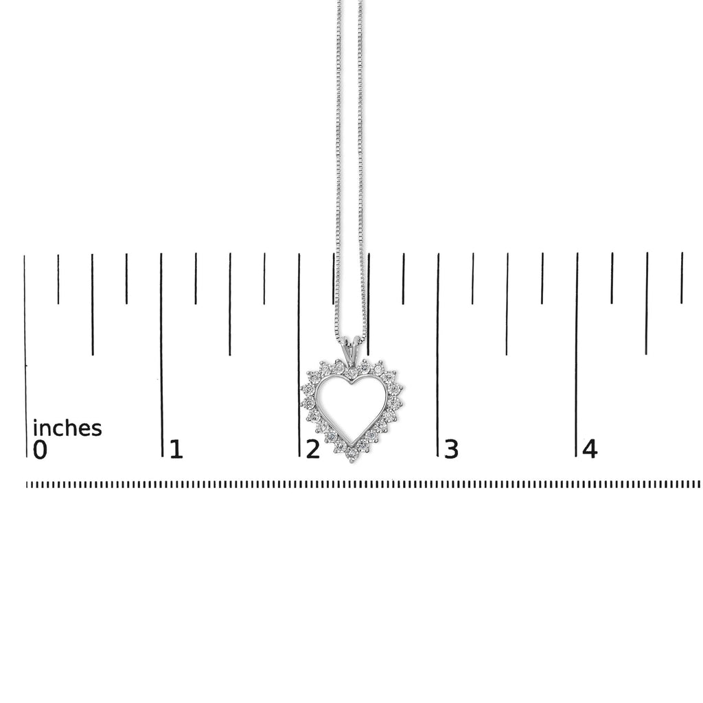 .925 Sterling Silver 1/4 Cttw Miracle Set Diamond Open Heart 18" Pendant Necklace (I-J Color, I3 Clarity)