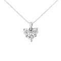 10K White Gold 1.0 Cttw Round-Cut and Princess-Cut Diamond Heart Shaped 18" Pendant Necklace (H-I Color, SI2-I1 Clarity)