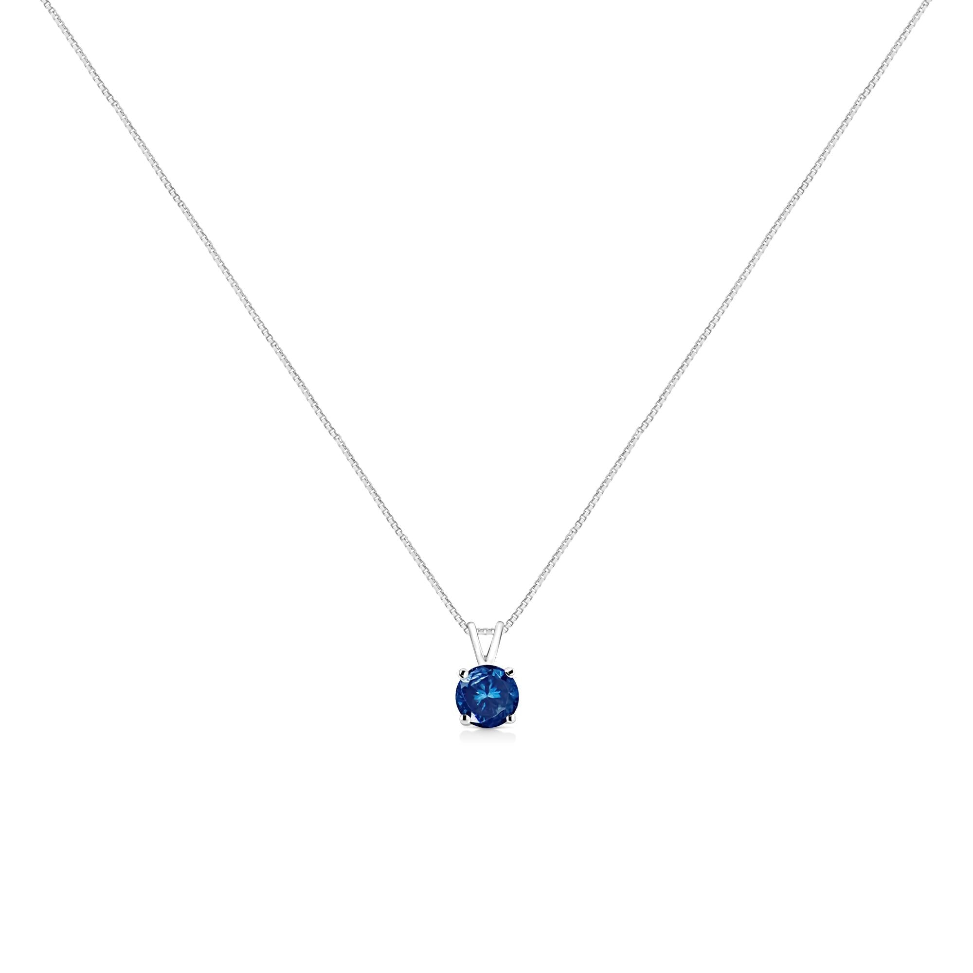 10K White Gold 1/4 Cttw Round Brilliant Cut Lab Grown Diamond 4-Prong Solitaire Pendant Necklace