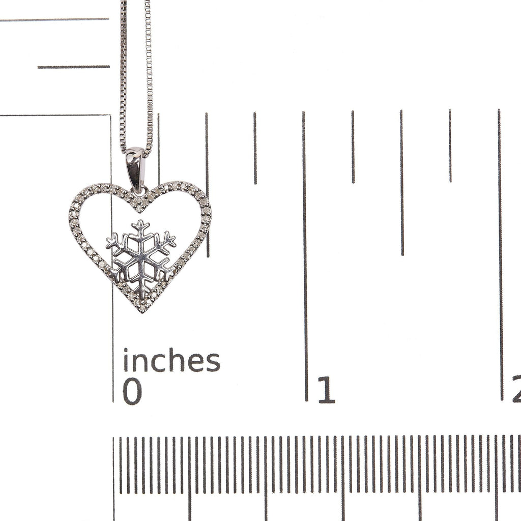 925 Sterling Silver 1/10ct TDW Diamond Heart Pendant Necklace 18"