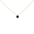 14K Rose Gold Bezel-Set Black Round Diamond Solitaire Pendant Necklace (Black Color, I2-I3 Clarity) - 18"
