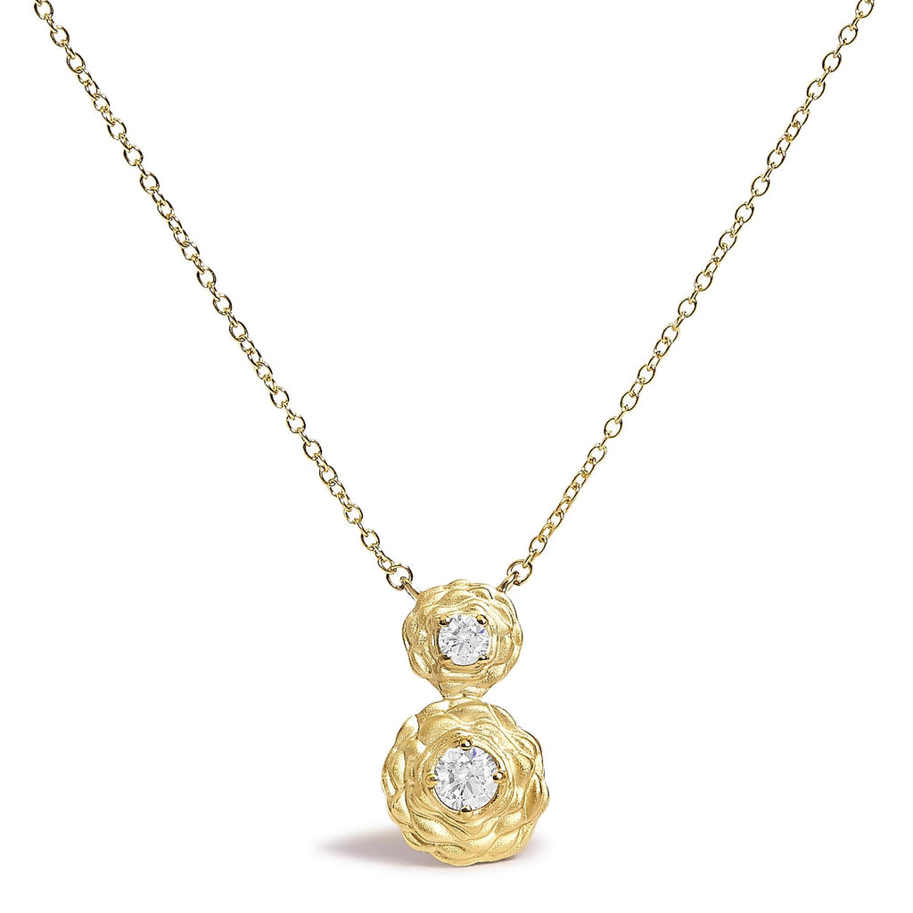 14K Yellow Gold Plated Sterling Silver 1/2 Cttw Lab Grown Diamond Rose Pendant Necklace