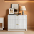 White Contemporary Dresser With Three Drawers And Fluted Panels