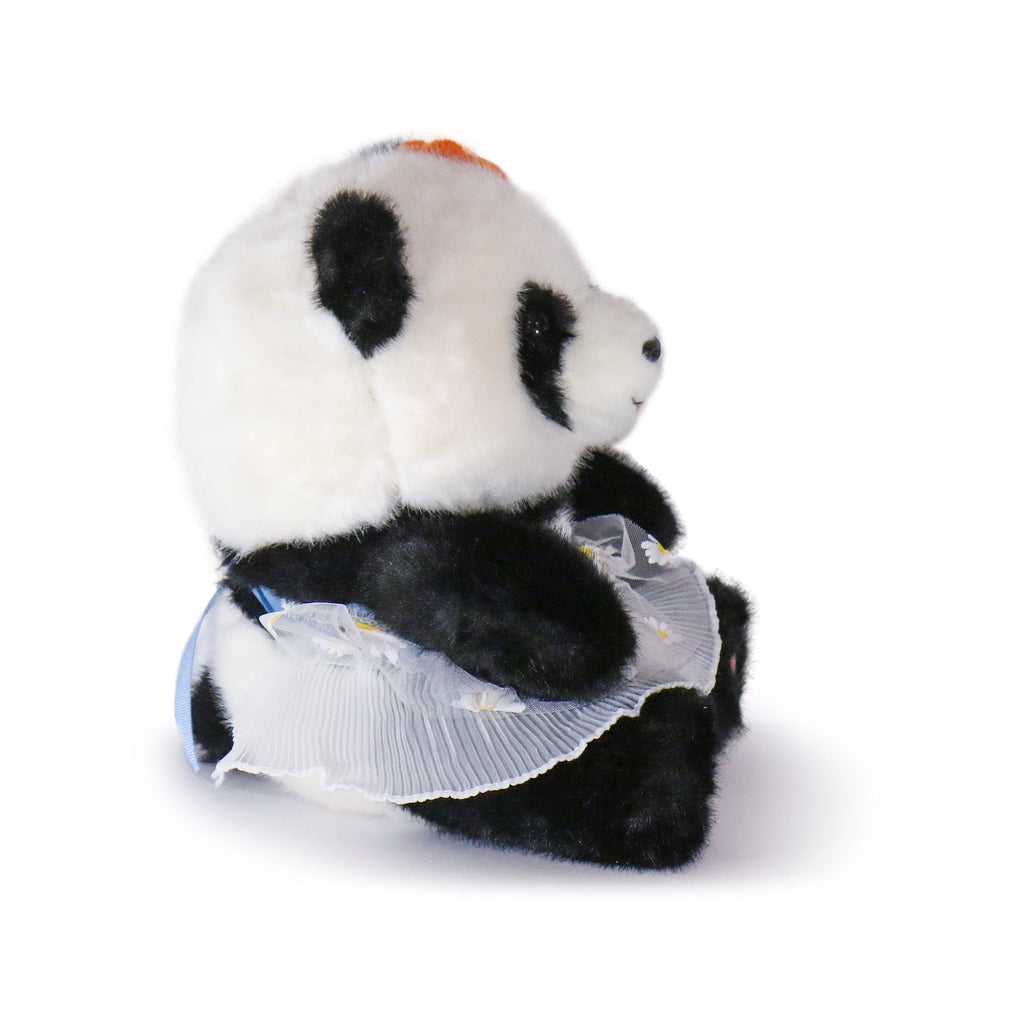 10-Inch Black & White Sunny Panda with Flowers