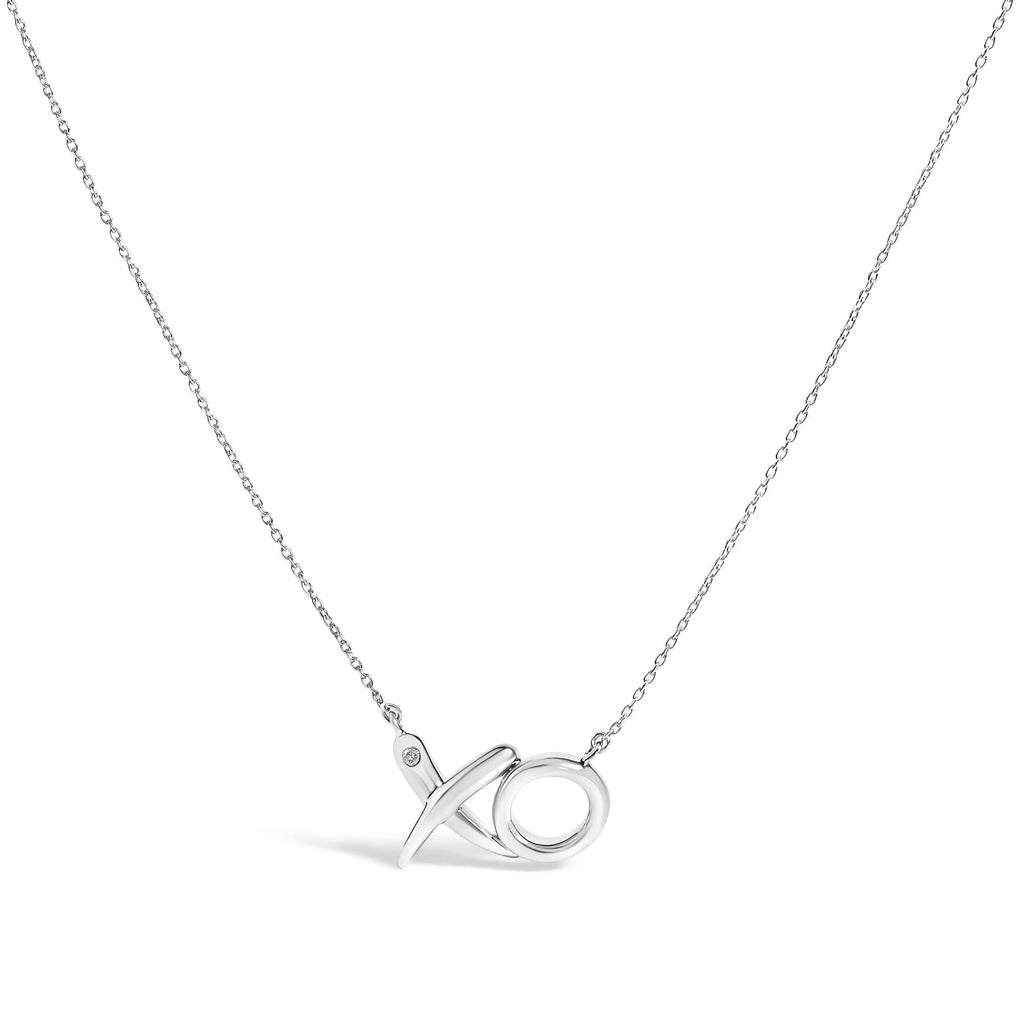 Sterling Silver Diamond Accent XO Pendant Necklace