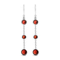 .925 Sterling Silver Graduating Bezel Set Red Garnet Dangle Earring