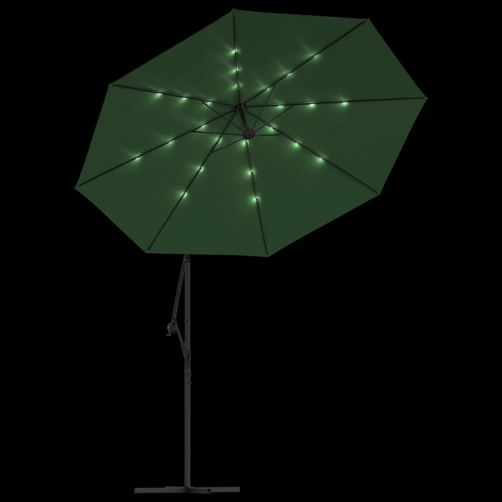 vidaXL Cantilever Umbrella Parasol with Solar LEDs Patio Umbrella Sunshade-3