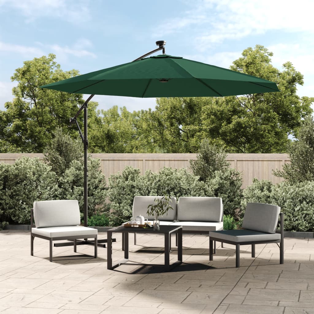 vidaXL Cantilever Umbrella Parasol with Solar LEDs Patio Umbrella Sunshade-9