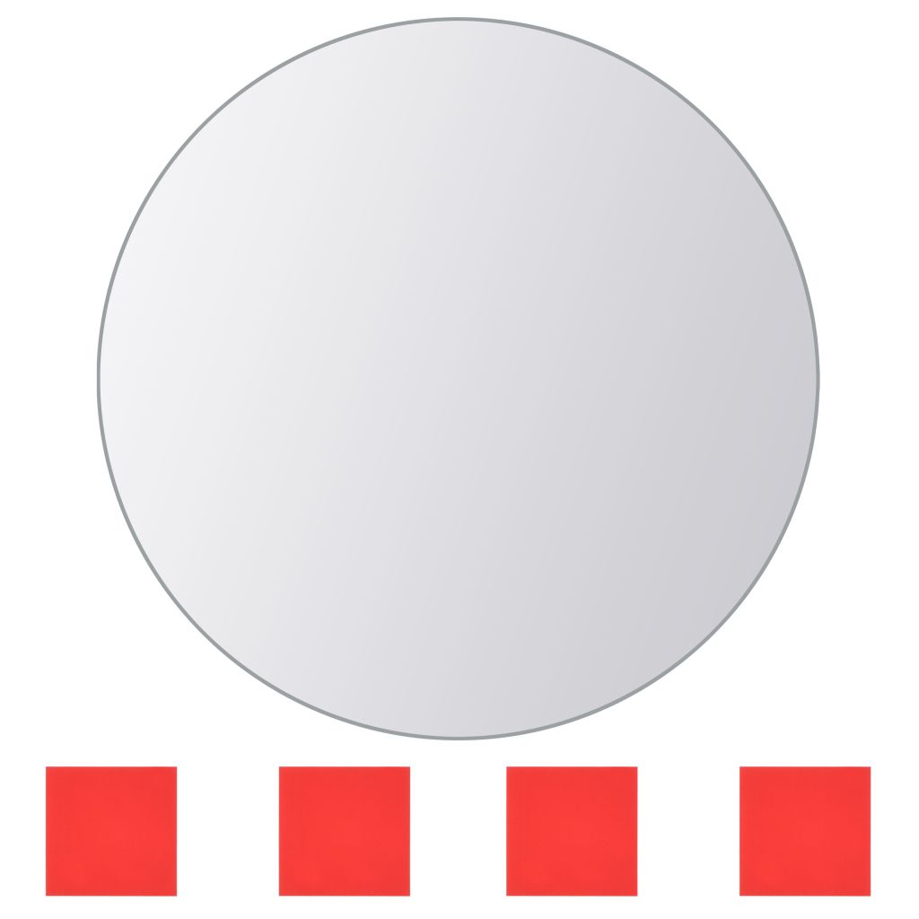 vidaXL Mirror Tiles Mirror Sheets Wall Bathroom Hallway Mirror Glass Round