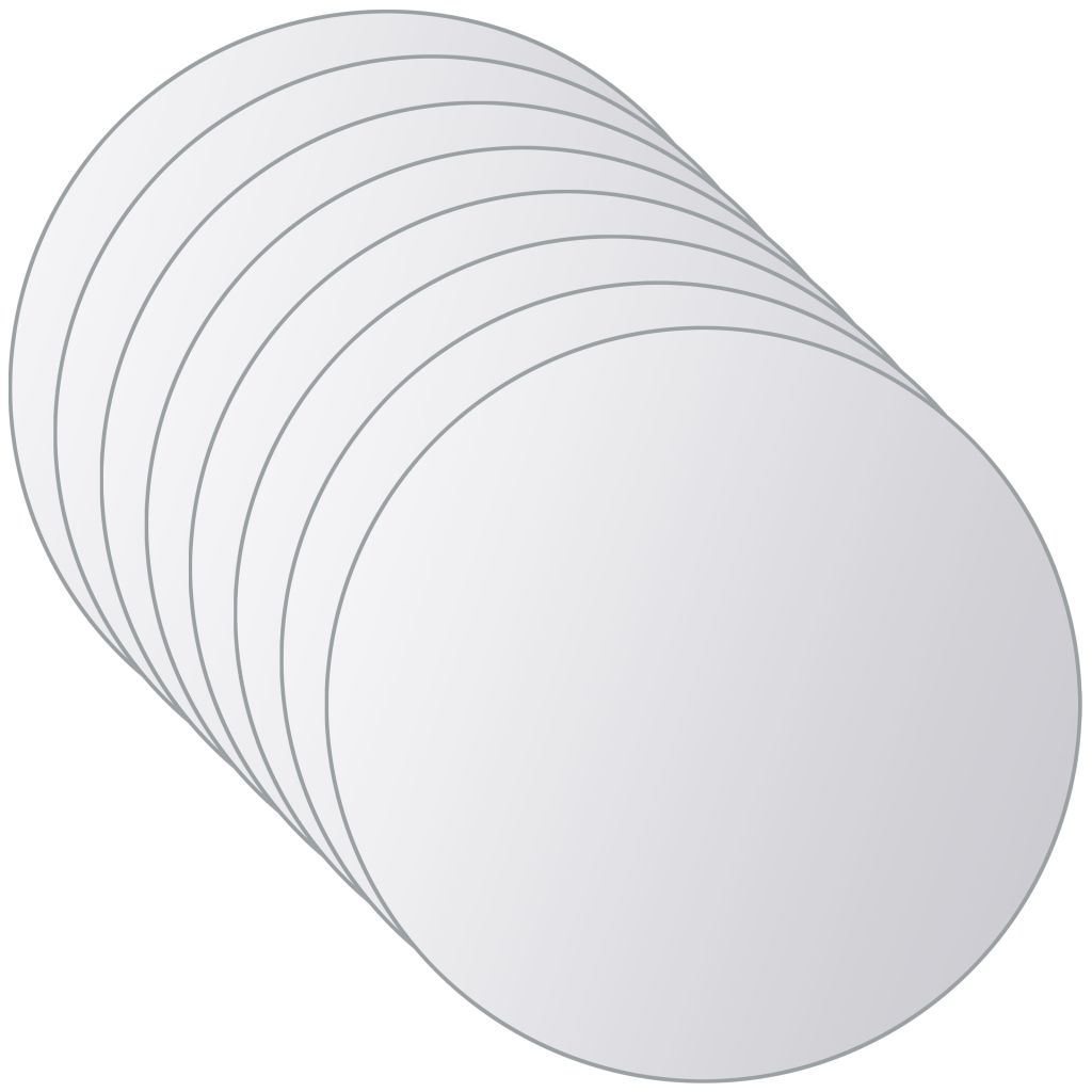 vidaXL Mirror Tiles Mirror Sheets Wall Bathroom Hallway Mirror Glass Round