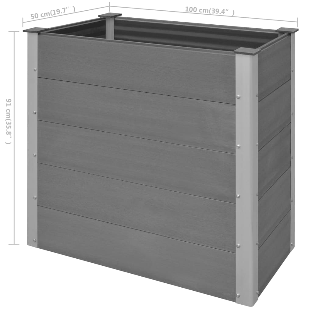 vidaXL Raised Garden Bed Raised Flower Bed with Open Bottom Plant Box Gray WPC-1