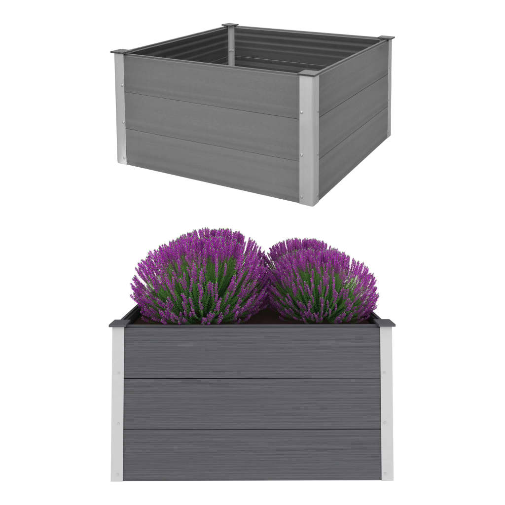 vidaXL Raised Garden Bed Raised Flower Bed with Open Bottom Plant Box Gray WPC-0
