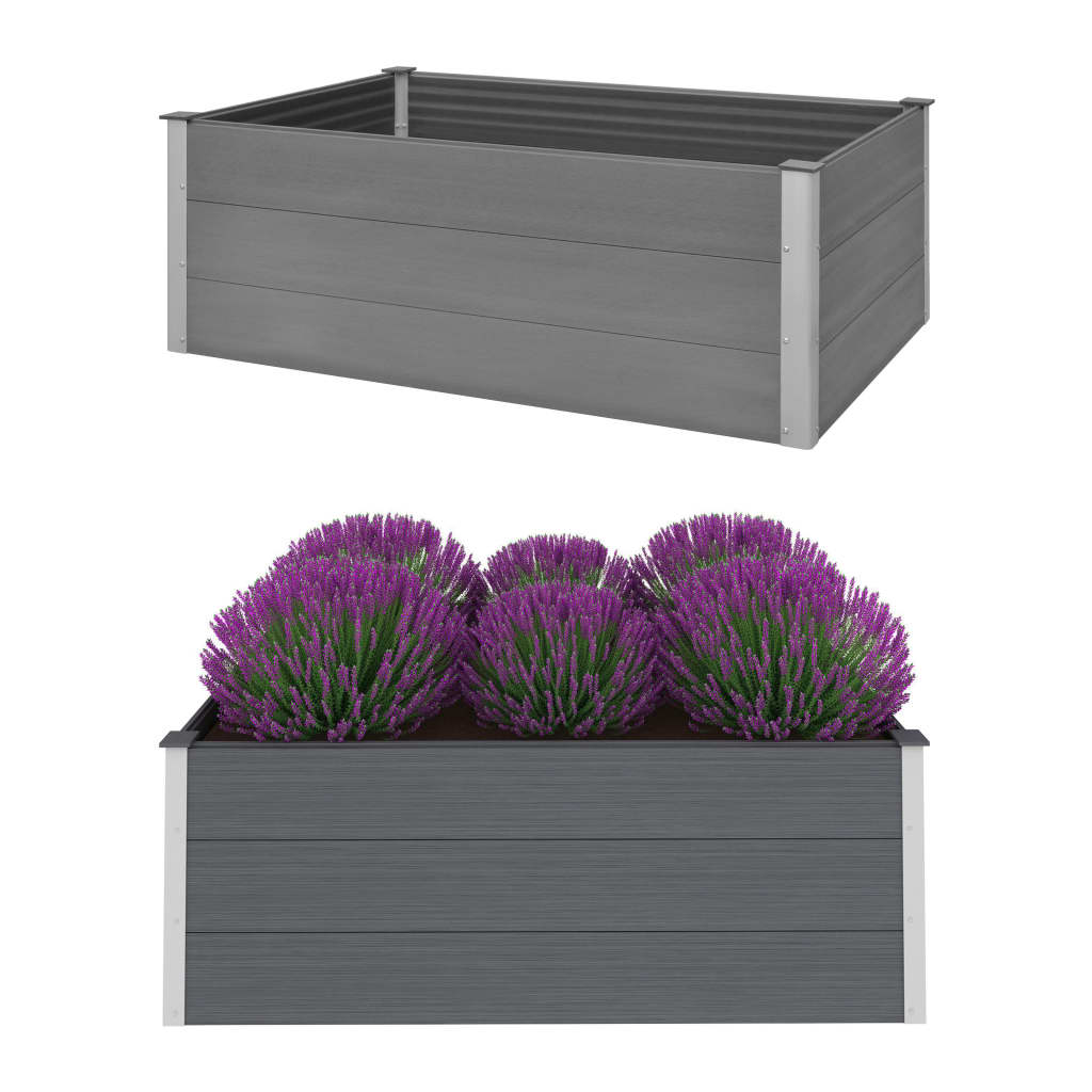 vidaXL Raised Garden Bed Raised Flower Bed with Open Bottom Plant Box Gray WPC-4